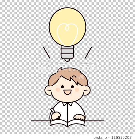 Illustration of a student having an idea while studying 116555202