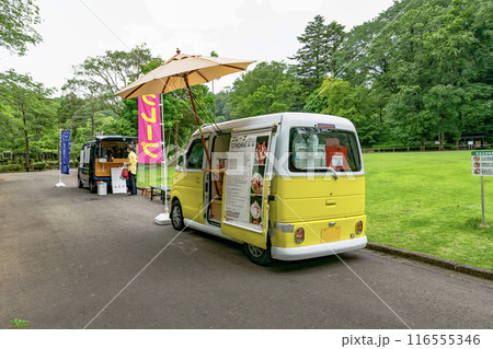 黄色いオープンキッチンカー 116555346