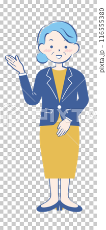 案内をするスーツ姿のシニア女性　全身　3C 116555380