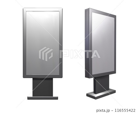 Outdoor street sidewalk vertical billboard mockup 116555422