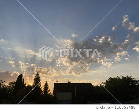 Clouds at sunset on a hot summer day 116555489