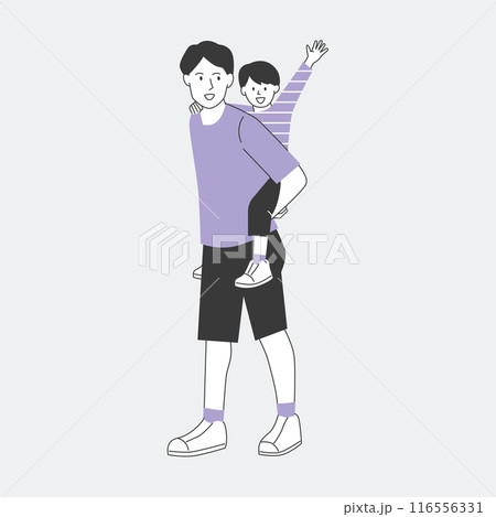 Family illustration line art drawing vector of father and son piggyback ride carrying cheerful single dad playful Family illustration line art drawing vector of father and son piggyback ride carrying cheerful single dad playful 116556331