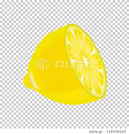 Illustration of a lemon cut in half 116556520