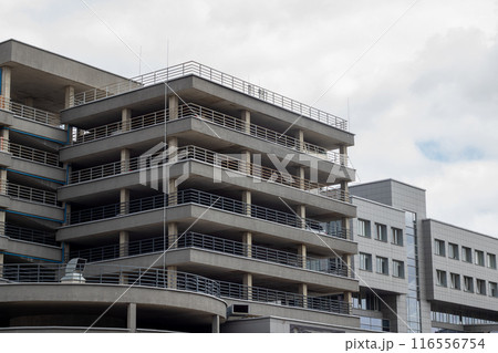 A towering structure with ample parking spots near it A towering structure with ample parking spots near it 116556754