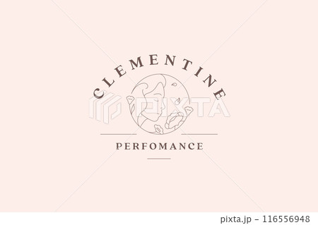 Beauty woman smell blossom flower outline logo design template vector illustration Beauty woman smell blossom flower outline logo design template vector illustration 116556948