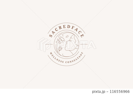 Beautiful woman with wildflower circle line logo design template vector illustration Beautiful woman with wildflower circle line logo design template vector illustration 116556966