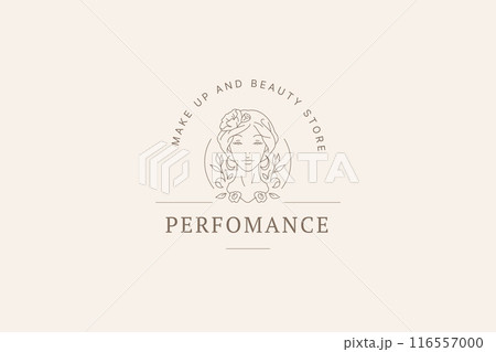 Floral botany woman portrait line logo design template for cosmetics beauty vector illustration Floral botany woman portrait line logo design template for cosmetics beauty vector illustration 116557000