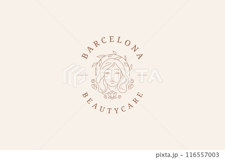 Beauty woman face with flower and branch outline logo design template vector illustration Beauty woman face with flower and branch outline logo design template vector illustration 116557003