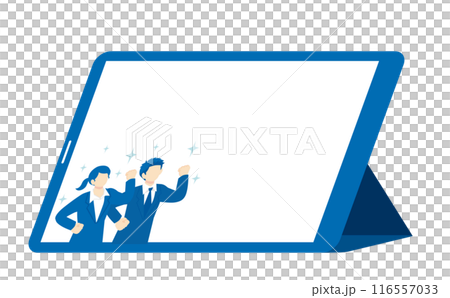 Illustration material of online business tools and working people 116557033