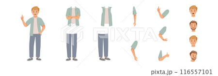 Man Character Constructor with Separated Body Parts Vector Set 116557101
