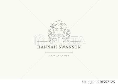 Blossom floral woman portrait minimalist line logo design template vector illustration Blossom floral woman portrait minimalist line logo design template vector illustration 116557125