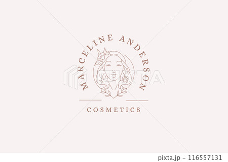 Elegant beautiful female face with flower line logo design template vector illustration Elegant beautiful female face with flower line logo design template vector illustration 116557131