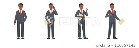 Office Man Character in Suit and Red Tie in Different Pose Vector Set Office Man Character in Suit and Red Tie in Different Pose Vector Set 116557143