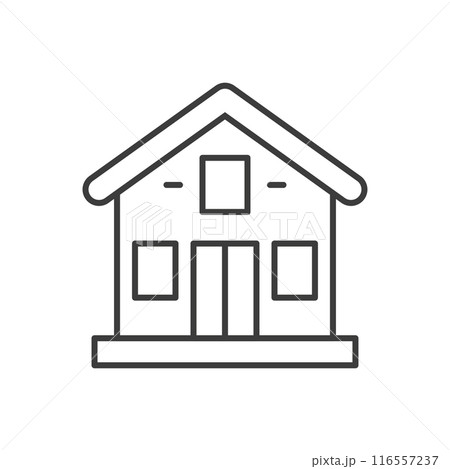 Real estate residential house cottage building thin line art icon vector illustration 116557237