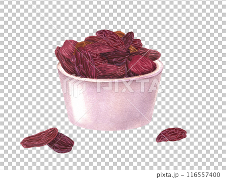 Pink ceramic bowl of dried fruits mix. Raw dry grapes or apricot. Sweet mix raisins or goji berries. Dried medlar fruit. Delicious natural vegan dessert. Watercolor illustration. Healthy snack. Pink ceramic bowl of dried fruits mix. Raw dry grapes or apricot. Sweet mix raisins or goji berries. Dried medlar fruit. Delicious natural vegan dessert. Watercolor illustration. Healthy snack. 116557400
