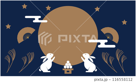 秋の紅葉　お月見　背景 116558112