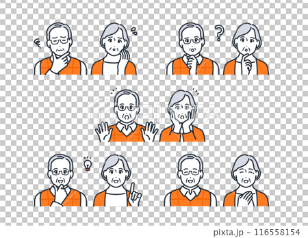 Senior facial expression icon illustration set material Senior facial expression icon illustration set material 116558154