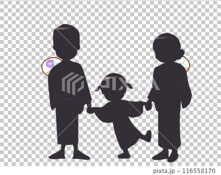 穿著浴衣剪影的家庭 116558170