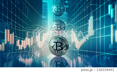 ビットコインとチャートの背景イメージ 116558441