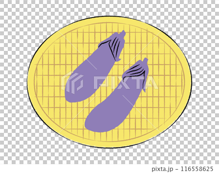 Illustration of eggplant in a colander | Vector Illustration of eggplant in a colander | Vector 116558625