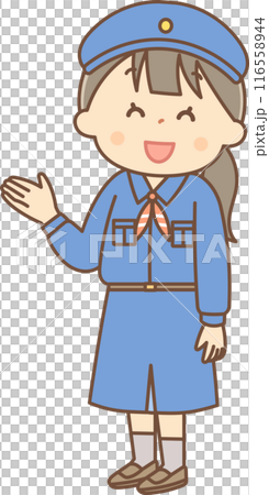 A Girl Scout giving an explanation 116558944