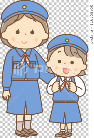 Girl Scout girl and her sister Girl Scout girl and her sister 116558950