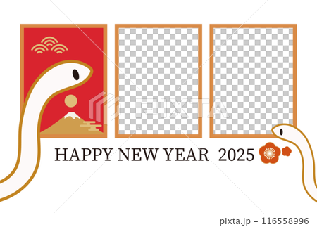 2025 年新年賀卡模板,帶有蛇和富士山插圖,包括相框,水平 2025 年新年賀卡模板,帶有蛇和富士山插圖,包括相框,水平 116558996