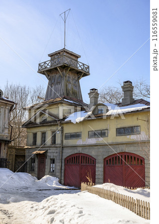 The scenery of a fire tower in Moscow, Russia, 19th century, made for the filming of the movie The scenery of a fire tower in Moscow, Russia, 19th century, made for the filming of the movie 116559081