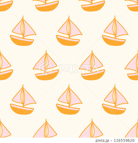 Yacht ships sailboats retro ocean seamless pattern 116559620