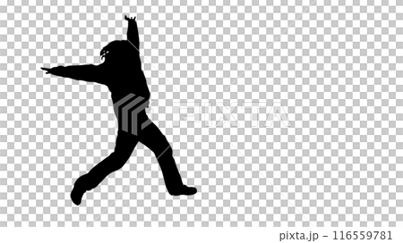 Silhouette of a woman walking while balancing_Wide 116559781