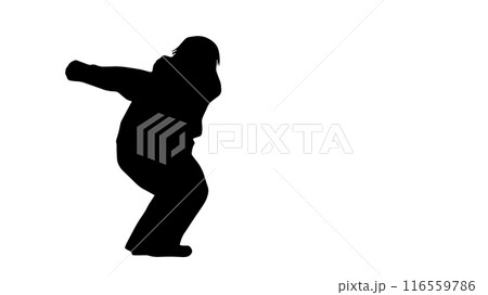 飛ぼうとしている1人の女性シルエット_ワイド 116559786