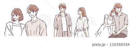 カップル、夫婦、恋人、男女のイラスト素材集 116560584