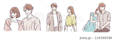 カップル、夫婦、恋人、男女のイラスト素材集 116560596