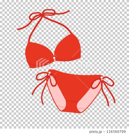 絵　手描き　ドローイング　赤いビキニ姿の女性 赤いビキニを着た女性のイラスト素材 [114448545] - PIXTA