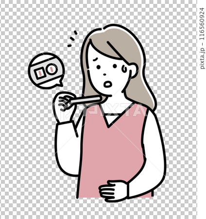 A woman panics after getting a positive pregnancy test result 116560924