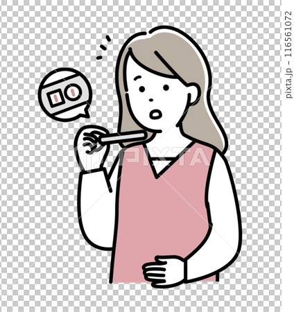妊娠検査薬で陽性がでて驚く女性 妊娠検査薬で陽性がでて驚く女性 116561072