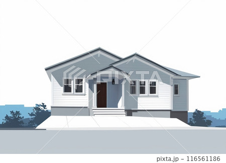 建築パース、住宅パース。グラフィカルなデザインのイラストです。 116561186