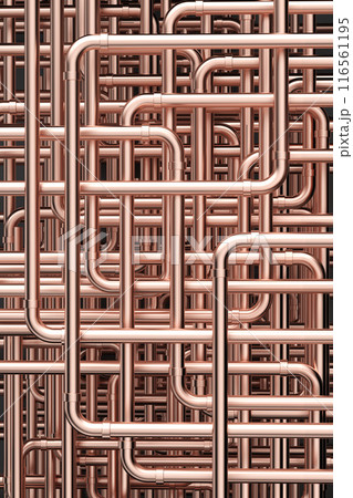Copper pipe maze or pipeline background Copper pipe maze or pipeline background 116561195