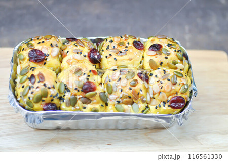 bread or bun with raisin stuffed or raisin bun bread or bun with raisin stuffed or raisin bun 116561330