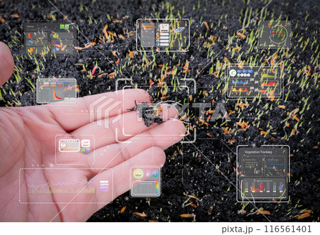Automation farm for precision agriculture technology with digital interface on field Automation farm for precision agriculture technology with digital interface on field 116561401