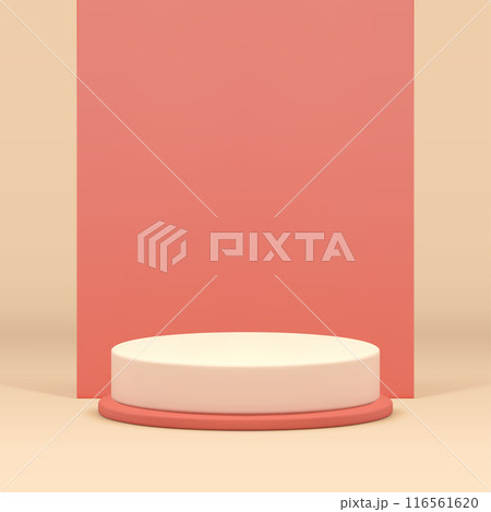 3d cylinder podium pedestal with neutral wall background for show realistic vector illustration 116561620