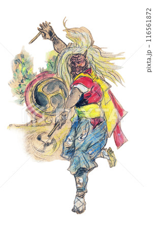 佐渡【鬼太鼓】背景白 116561872