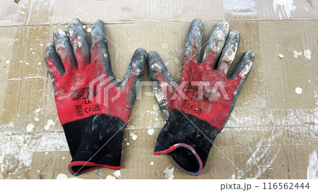 work gloves. for painting, in paint 116562444