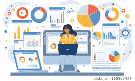 Business and Strategy concepts. illustration 2D cartoon with finance and successful story. 116562477