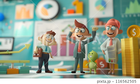 Business and Strategy concepts. illustration 2D cartoon with finance and successful story. Business and Strategy concepts. illustration 2D cartoon with finance and successful story. 116562505
