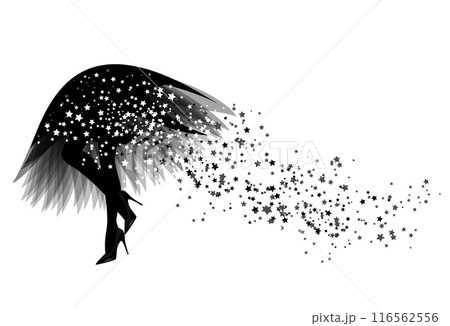 female legs wearing high heels shoes and luxurious shining stars skirt vector design 116562556