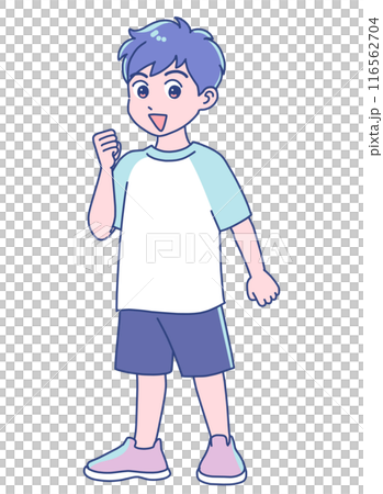 Elementary school boy posing energetically Elementary school boy posing energetically 116562704