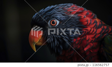 Close up Dusky lories with red and black feather. Generative AI 116562757