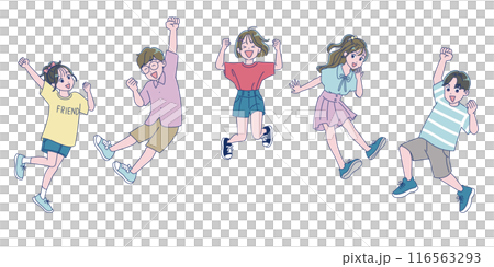 元気にジャンプする小学生の男女 元気にジャンプする小学生の男女 116563293
