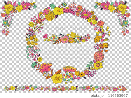 カラフルな小花のフレーム素材B 116563967